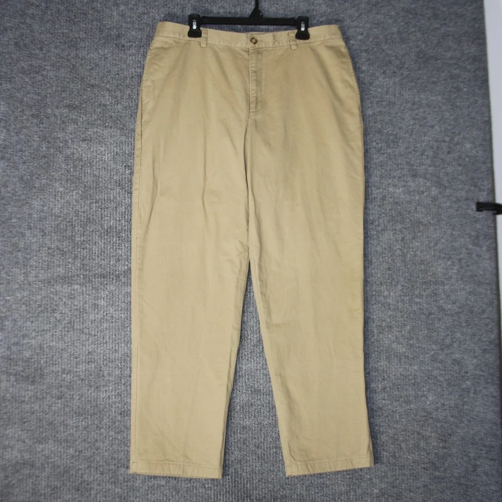 LL‎ Bean Flannel Lined Chino Pants Mens 36x32 Tan Natural Fit 162385
